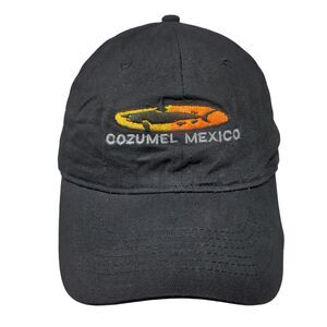 Cozumel Mexico Shark Slideback Hat Black One Size Embroidered 6 Panel